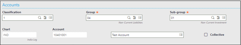 Generation of Account Code on the basis of Group, Sub-Group and Classification