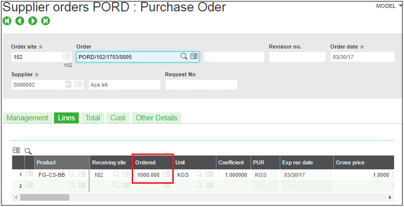 Add Pending Qty column in PO Receipt screen in Sage X3