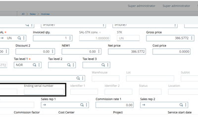 How to enable serial number field in sales invoice screen in Sage X3