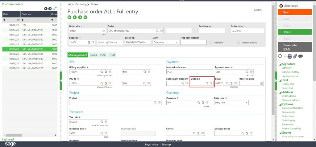 Restrict Purchase Order based on Open SO amount