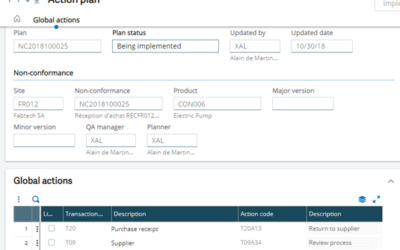 Non Conformance Plan in Sage X3 V12