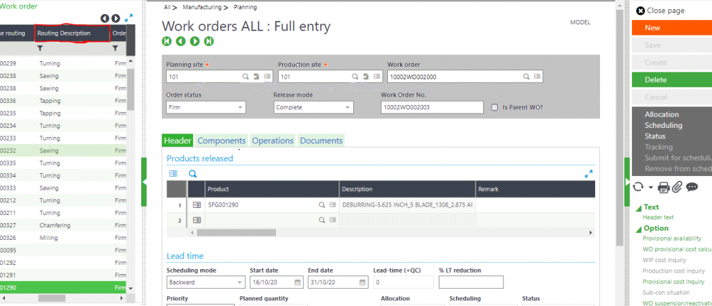 How to add any description field in the left side panel